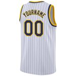 Personalized Navy Gold Basketball Jersey with Custom Name and Number - White Navy Pinstripe Authentic Design Personalized