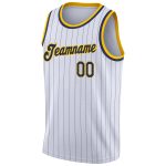 Personalized Navy Gold Basketball Jersey with Custom Name and Number - White Navy Pinstripe Authentic Design Personalized