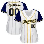Customizable Navy Gold Pinstripe Baseball Jersey with Personalized Name & Number - Authentic Raglan Sleeves Personalized