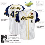 Customizable Navy Gold Pinstripe Baseball Jersey with Personalized Name & Number - Authentic Raglan Sleeves Personalized