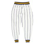 Custom Team Sports Pants with Personalized Name and Number - White Navy Pinstripe Navy Gold Design Personalized White Navy