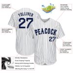 Personalized Navy-Gray Pinstripe Baseball Jersey - Authentic White Navy Design Personalized White Navy Pinstripe Navy-Gray