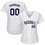 Customizable Navy Gray Pinstripe Baseball Jersey with Personalized Name & Number - Authentic Team Apparel Personalized White
