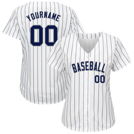 Customizable Navy Gray Pinstripe Baseball Jersey with Personalized Name & Number - Authentic Team Apparel Personalized White