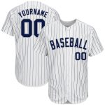 Customizable Navy Gray Pinstripe Baseball Jersey with Personalized Name & Number - Authentic Team Apparel Personalized White