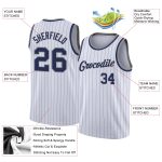 Custom Name and Number Basketball Jersey - Personalized White Navy Pinstripe Gray Authentic Jersey Personalized White Navy