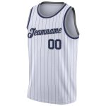 Custom Name and Number Basketball Jersey - Personalized White Navy Pinstripe Gray Authentic Jersey Personalized White Navy
