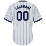 Custom Name Number Personalized Baseball Jersey Shirt Navy Gray Pinstripe Rib-Knit Authentic Throwback Personalized White