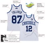 Custom Personalized Basketball Jersey - White Navy Pinstripe with Name & Number - Authentic Team Apparel Personalized White