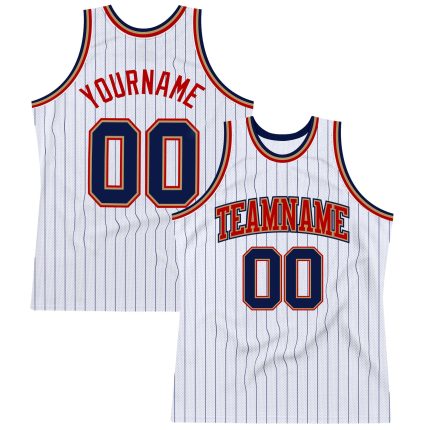 Personalized Custom Name Number Authentic Basketball Jersey White Navy Pinstripe Old Gold Red Personalized White Navy Pinstripe
