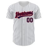 Custom Name Number Authentic Baseball Jersey - Personalized White Navy Pinstripe Red Team Jersey Personalized White Navy