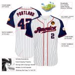 Custom Name Number Personalized Baseball Jersey White Navy Pinstripe Red Raglan Sleeves Authentic Team Apparel Personalized