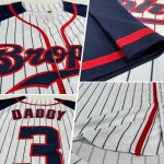 Custom Name Number Personalized Baseball Jersey White Navy Pinstripe Red Raglan Sleeves Authentic Team Apparel Personalized