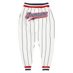 Custom Name Number Navy Red Sports Pants - Personalized White Navy Pinstripe Team Gear Personalized White Navy Pinstripe