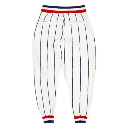 Custom Name Number Navy Red Sports Pants - Personalized White Navy Pinstripe Team Gear Personalized White Navy Pinstripe