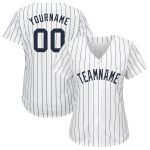 Custom Name and Number Personalized Navy White Pinstripe Softball Jersey for Team Personalized White Navy Pinstripe Navy