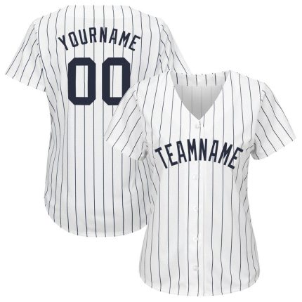 Custom Name and Number Personalized Navy White Pinstripe Softball Jersey for Team Personalized White Navy Pinstripe Navy