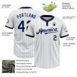Custom Unisex Softball Jersey - Personalized Navy Pinstripe Two-Button with Name & Number, White Navy Design Personalized
