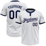 Custom Unisex Softball Jersey - Personalized Navy Pinstripe Two-Button with Name & Number, White Navy Design Personalized