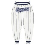 Custom Name and Number Personalized Navy-White Pinstripe Sports Pants for Team Use Personalized White Navy Pinstripe Navy-White