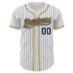Custom Personalized Baseball Jersey with Name and Number - White Navy Pinstripe Old Gold Authentic Design Personalized White