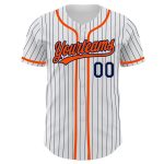 Custom Authentic Baseball Jersey with Personalized Name and Number - White Navy Pinstripe Orange Personalized White Navy