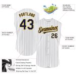Custom Personalized Baseball Jersey - White Navy Pinstripe Orange - Sleeveless with Name & Number Personalized White Navy