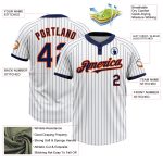 Custom Unisex Softball Jersey with Personalized Name & Number - White Navy Pinstripe Orange Two-Button Design Personalized