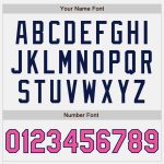 Personalized Custom Name and Number Pink White Navy Pinstripe Baseball Jersey Personalized White Navy Pinstripe Pink Authentic