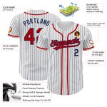Custom Name and Number Personalized Red White Navy Pinstripe Baseball Jersey - Authentic Team Jersey Personalized White Navy