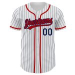 Custom Name and Number Personalized Red White Navy Pinstripe Baseball Jersey - Authentic Team Jersey Personalized White Navy