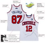 Custom Name Number Basketball Jersey Personalized White Navy Pinstripe Authentic Personalized White Navy Pinstripe Red Authentic
