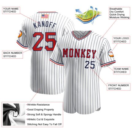 Custom Name Number Authentic American Flag Softball Jersey Personalized White Navy Pinstripe Red-Navy Team Apparel Personalized