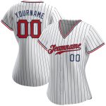 Custom Name Number Baseball Jersey - Personalized Red Navy White Pinstripe Team Jersey Personalized White Navy Pinstripe