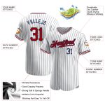 Custom Name Number Baseball Jersey - Personalized Red Navy White Pinstripe Team Jersey Personalized White Navy Pinstripe