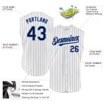 Custom Name and Number Teal Authentic Sleeveless Baseball Jersey - Personalized White Navy Pinstripe Design Personalized