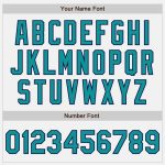 Custom Team Name Number Bomber Jacket Personalized White Navy Pinstripe Teal Full-Snap Varsity Letterman Jacket Personalized