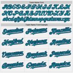 Custom Name and Number Softball Jersey - Personalized Two-Button Unisex White Navy Teal Pinstripe Personalized White Navy