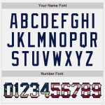 Custom USA Flag Bomber Jacket Personalized with Name & Number, Vintage White Navy Pinstripe Varsity Full-Snap Letterman Jacket