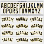 Custom Personalized Baseball Jersey with Authentic Pinstripe Design - White Navy Yellow Team Name & Number Personalized White