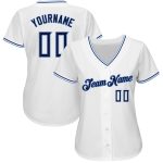 Personalized Authentic Baseball Jersey in White, Navy, and Powder Blue Personalized White Navy-Powder Blue Authentic Baseball