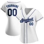 Custom Name Number Authentic Baseball Jersey - Personalized White Navy Powder Blue Team Jersey Personalized White Navy-Powder