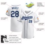 Custom Name Number Authentic Baseball Jersey - Personalized White Navy Powder Blue Team Jersey Personalized White Navy-Powder