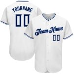Personalized Authentic Baseball Jersey in White, Navy, and Powder Blue Personalized White Navy-Powder Blue Authentic Baseball