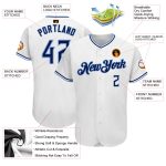 Personalized Authentic Baseball Jersey in White, Navy, and Powder Blue Personalized White Navy-Powder Blue Authentic Baseball