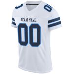 Personalized Authentic Football Jersey in White, Navy, and Powder Blue Mesh Personalized White Navy-Powder Blue Mesh Authentic