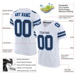 Personalized Authentic Football Jersey in White, Navy, and Powder Blue Mesh Personalized White Navy-Powder Blue Mesh Authentic