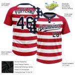 Personalized 3D American Flag Softball Jersey for Unisex | White Navy-Red Two-Button Design Personalized White Navy-Red 3D
