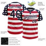 Custom Name and Number Unisex Softball Jersey - 3D American Flag in White Navy-Red - Fashion Two-Button Design Personalized