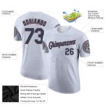 Custom Name and Number Performance T-Shirt with 3D Skull and American Flag in White Navy-Red Personalized White Navy-Red